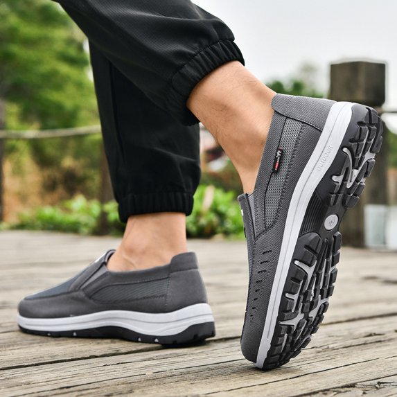 CANEMON Men's Slip-on Mesh Walking Shoes, Breathable Comfortable Casual Outdoor Hiking Sneakers