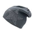 thumbnail image 2 of WREESH Women's Star Hot Diamond Beanie Fashion Solid Color Curling Fall and Winter Knitting Pile Cap, Baotou Hat Dark Gray, 2 of 4