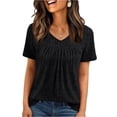 thumbnail image 2 of Women Tops Summer Sweaters Short Sleeve V Neck Shirts 2026 Spring Fashion Dressy Casual Business Tunic Blouses Black XL, 2 of 5