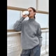 thumbnail image 4 of Suéter de Larga y Cuello Alto para Mujer, Estilo Informal, Holgado, de Punto Grueso, para Otoño e Invierno. Gris L, 4 of 7