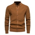 thumbnail image 4 of UVEASISHA Knit Cardigan Sweaters for Men Button Down Casual Stand Collar Pullover Sweater Lightweight Fashion Open Front Cardigans 2024 Fall Thin Knitted Jacket 50% Percent off Deals Today Brown XL, 4 of 6