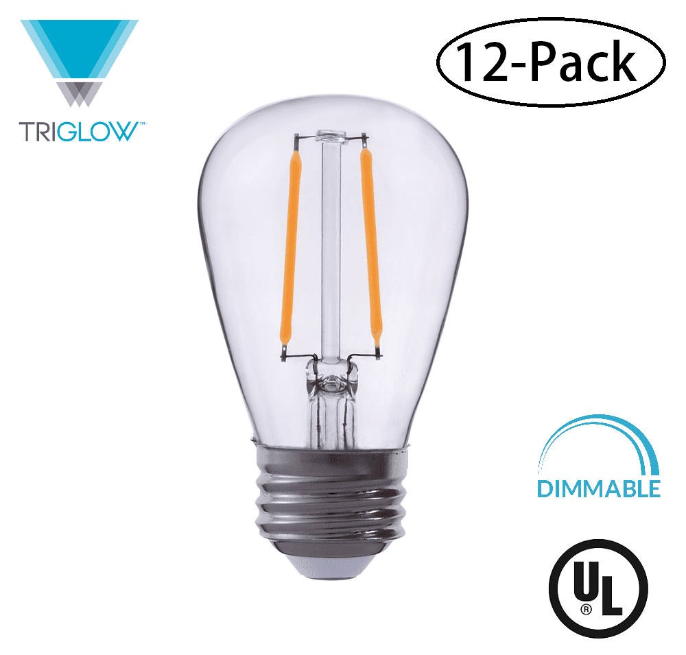 TriGlow (12Pack) LED 2Watt (25W Equivalent) Clear Glass S14 Bulb