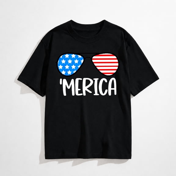 Patriotic Shirts for Women 'Merica Sunglasses Shirt USA Flag Tee 4th of July T-Shirt