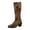 Brown, variant on EliteGoogv Womens Leopard Print Over Knee Boots Buckle Strap Chunky Heel Pointed Toe Pull On Dress Boots For Women Fall Winter Footwear US:9.5