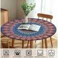 thumbnail image 6 of Boho Round Tablecloth 44 inch Waterproof Fitted Table Cover Summer Fall Outdoor Circle Cover for 38"-42" Tables Dining Kitchen Apartment, 6 of 6