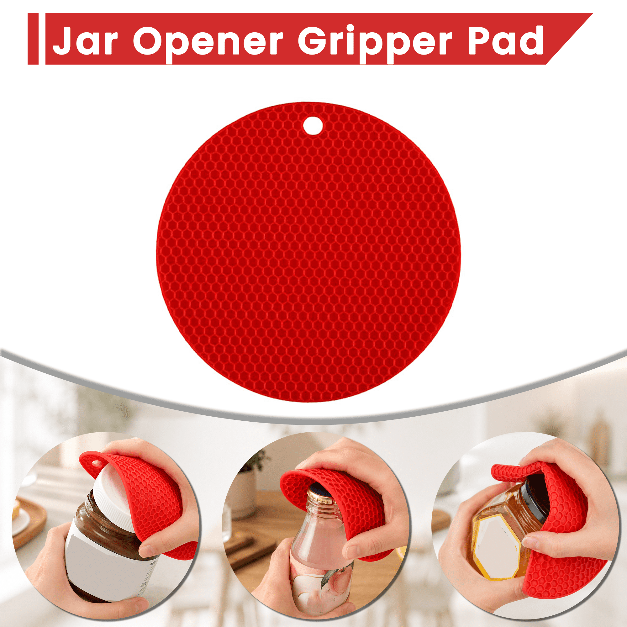 4 Pack Jar Opener Set, 5-in-1Multi Function Bottle Opener, Non Slip Bottle Can Opener Gripper Kit, Silicone Jar Gripper Pad & Manual Lid Openers