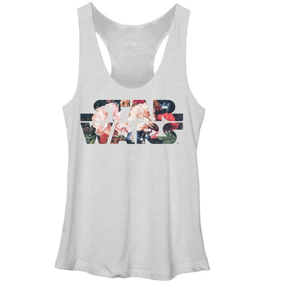 Women's Star Wars Flower Logo Racerback Tank Top White Heather Small