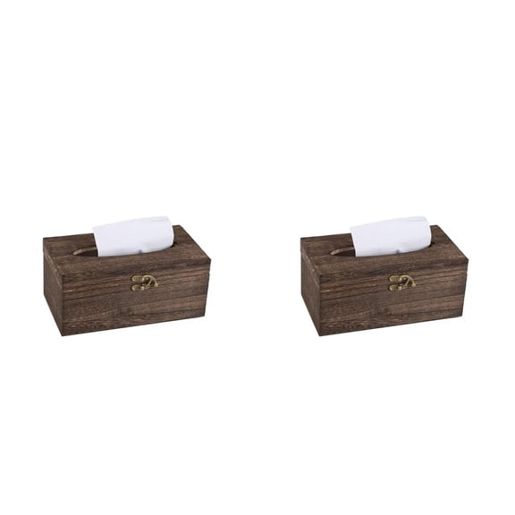 HJQEQVD 2 Pack Box Covers Rectangle Retro Square Wooden Tissue Holder Tissue Cover for Home Office Car Automotive Decoration Rectangle Tissue Box Cover,A 22x12x10cm
