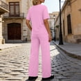 thumbnail image 4 of Cutuoiiu Women Solid Color Oversized Short Sleeve Top and Wide Leg Pants Set Casual Two Piece Outfit Gifts, 4 of 8