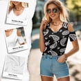 thumbnail image 5 of POLERO Women's Cut Out Cold Shoulder Tops, Boho Floral Print Summer Tees, Short Sleeve Sexy Shirts Vacation Hawaii Tunic for Travel Shopping Soft Lightweight L, 5 of 6