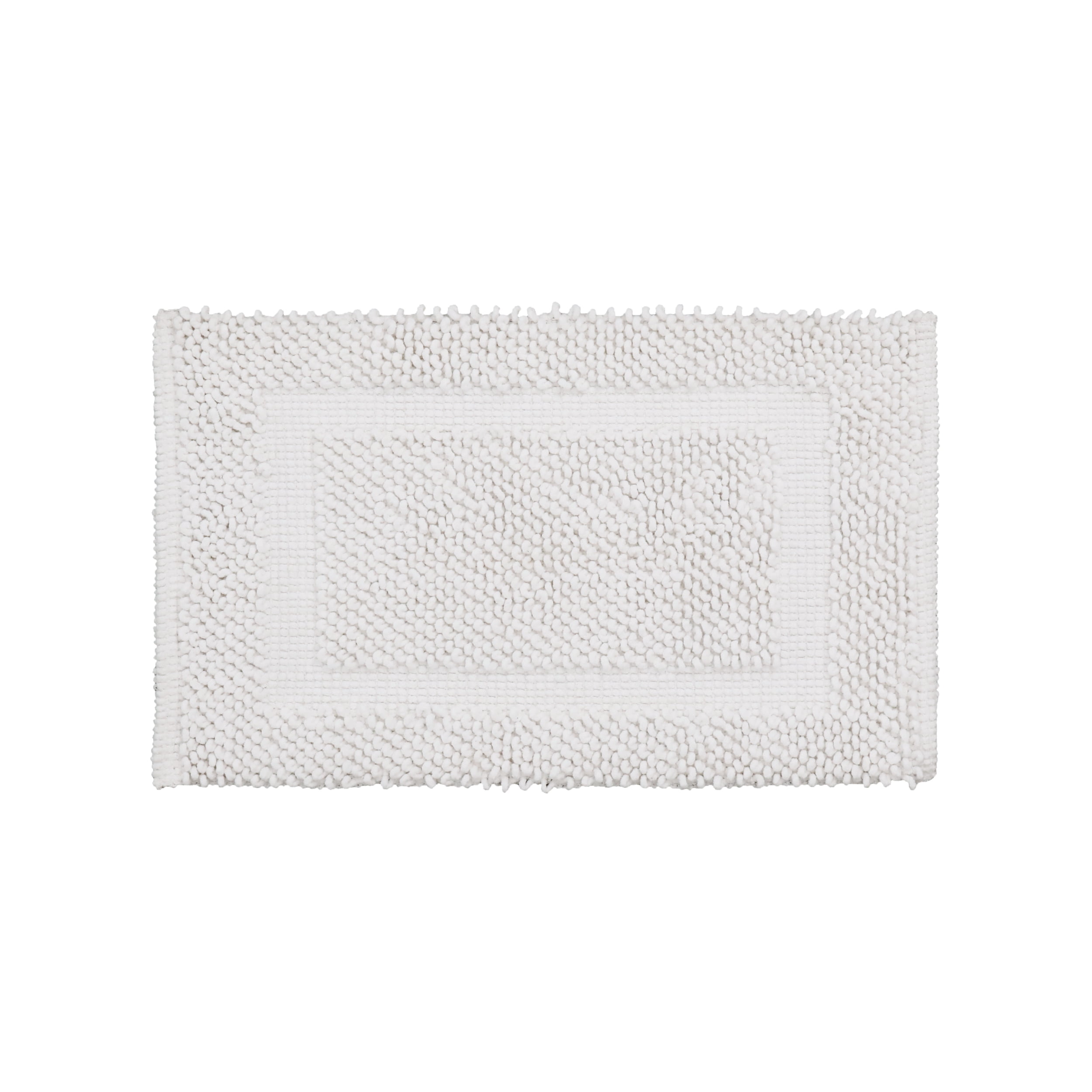 Jean Pierre New York Sophie Border 100% Cotton Bath Mat - Non-Slip Bath Rug - White - 27" x 45"