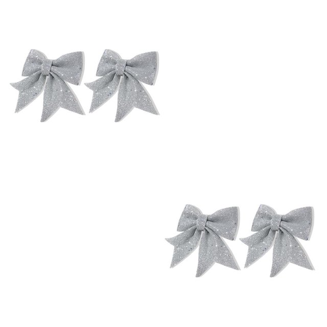 Toystoory De adornos de lazo de Feliz Navidad, guirnalda de lentejuelas, decoración artística, regalo, fiesta, decoración, suministros para Plata 2piezas