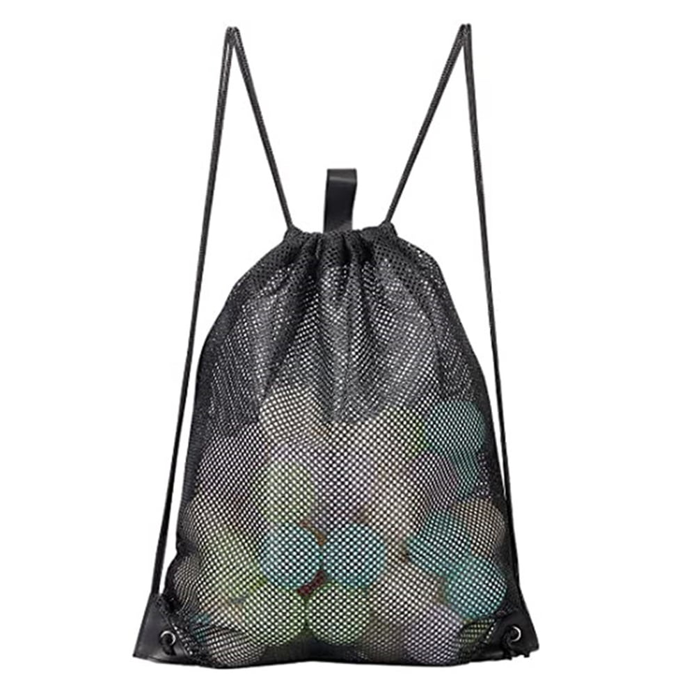 Dodocool Mesh Bag Portable Drawstring Storage Heavy Duty Sport Equipment Storage Bag For Beaching Swimming Gym Shopping Black