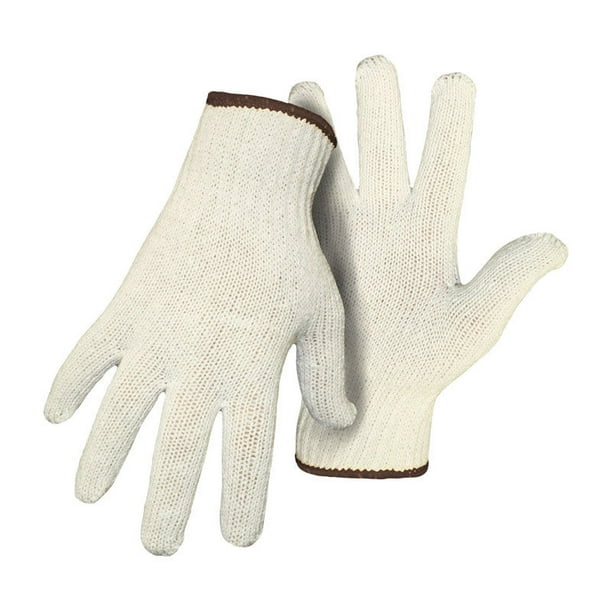 Guantes de trabajo Boss, reversibles, tejidos con hilo de PVC, blancos, para hombre, talla L