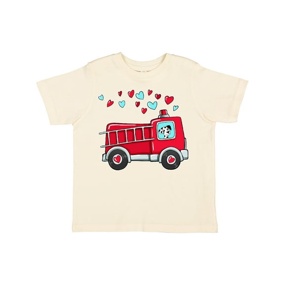 Inktastic Valentine Fire Truck with Cute Dalmatian and Hearts Boys or Girls Toddler T-Shirt