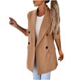 thumbnail image 4 of jsaierl Womens Blazer Double Breasted Notched Collar Open Front Solid Color Plus Size Jacket Trench Coat with Pocket, 4 of 9