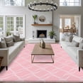 thumbnail image 3 of 5'x8' Area Rugs, Pink White Stripes Indoor Outdoor Area Rug for Living Room Bedroom, Simple Geometric Modern Monochrome Washable Bathroom Rugs Kitchen Floor Carpet Mats Home Decor Aesthetic, 3 of 8