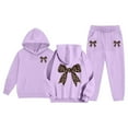 thumbnail image 2 of Gelikeya Girls Graphic Jogging Suits Sweatsuits 2 Piece Set Oversized Hoodie and Sweatpants Fall Winter Clothes (Purple, 3-4 Years), 2 of 8