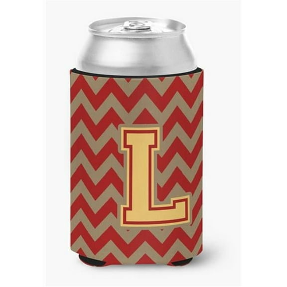 Letter L Chevron Garnet & Gold Can or Bottle Hugger