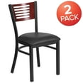 thumbnail image 3 of Flash Furniture 2 Pk. HERCULES Series Black Slat Back Metal Restaurant Chair - Mahogany Wood Back, Black Vinyl Seat, 3 of 8