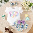 thumbnail image 2 of TOWED22 Newborn Baby Girls Clothes Summer Letters Print Girl Outfit Ruffle Romper Bow Tutu Shorts Headband 3Pcs Girl Outfits(White,0-3 M), 2 of 9