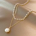 thumbnail image 4 of Super Beautiful Pearl Double Necklace Luxury Pearl Pendant Fashion Women Necklace Party Gift Jewelry, 4 of 5