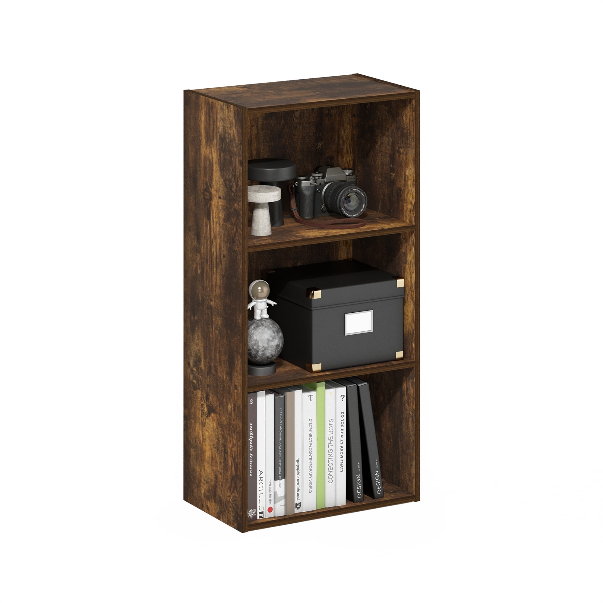 Furinno LUDER 3-Tier Open Shelf Bookcase in Amber Pine