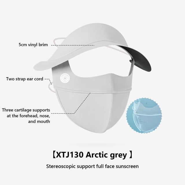 Xihbxyly Mascarilla de Seda de Hielo, Protección Solar Facial Completa, Diseño Ventilado con Abertura para La Nariz, Elegante Sombrero para El Sol con Parte Superior Hueca, Ideal para Ciclismo y Send