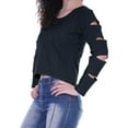 thumbnail image 5 of Moomaya Womens Plain Cut Out Sleeves Top Round Neck Casual Sexy Tee Tops, XS-XL, 5 of 8