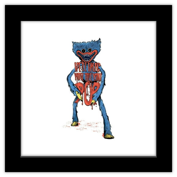 Gallery Pops Poppy Playtime - Hug You Till You Pop Wall Art, Black Framed Version, 12" x 12"