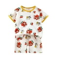 thumbnail image 3 of Ahuyic Toddler Casual Pajama Outfit Sets,Boys Girls 2 Piece Outfits,Fashion Girls' Casual Short Sleeve Round Neck Collar Botton Printed Short Pants Sets,Red,1 Years, 3 of 4
