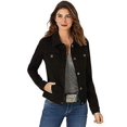 thumbnail image 2 of Veste en Denim Extensible pour Femmes, Veste en Jean, Veste en Denim Boutonnée, 2 of 4