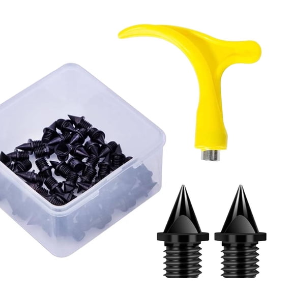 Pitycbo 50Pcs Track Shoe Spikes Track and Field Running Spikes 5mm Versatile with Wrench Black