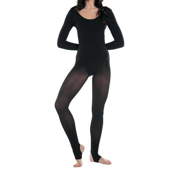 DanzNmotion by Danshuz Girl's Stirrup Tights 6X-7 BLACK