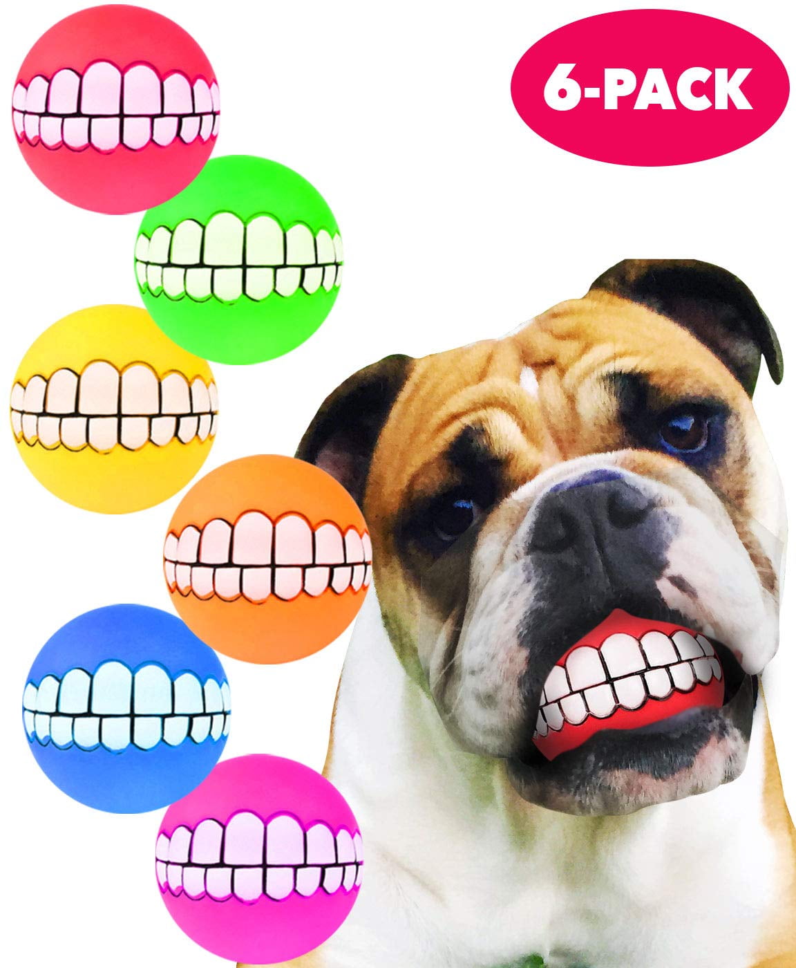 HAWWWY Funny Teeth Balls for Dogs, Fun Pet Toy with Human Smile Design