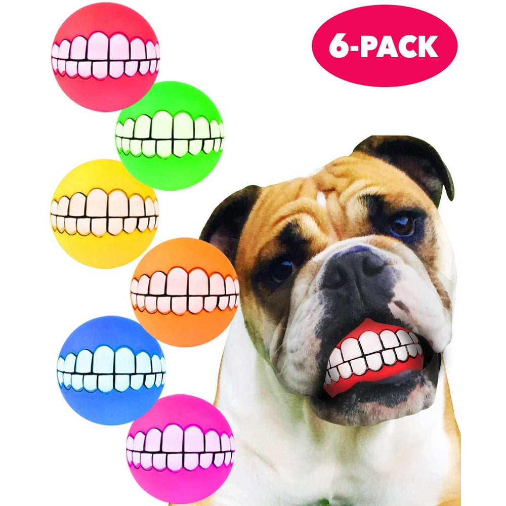 HAWWWY Funny Teeth Balls for Dogs, Fun Pet Toy with Human Smile Design