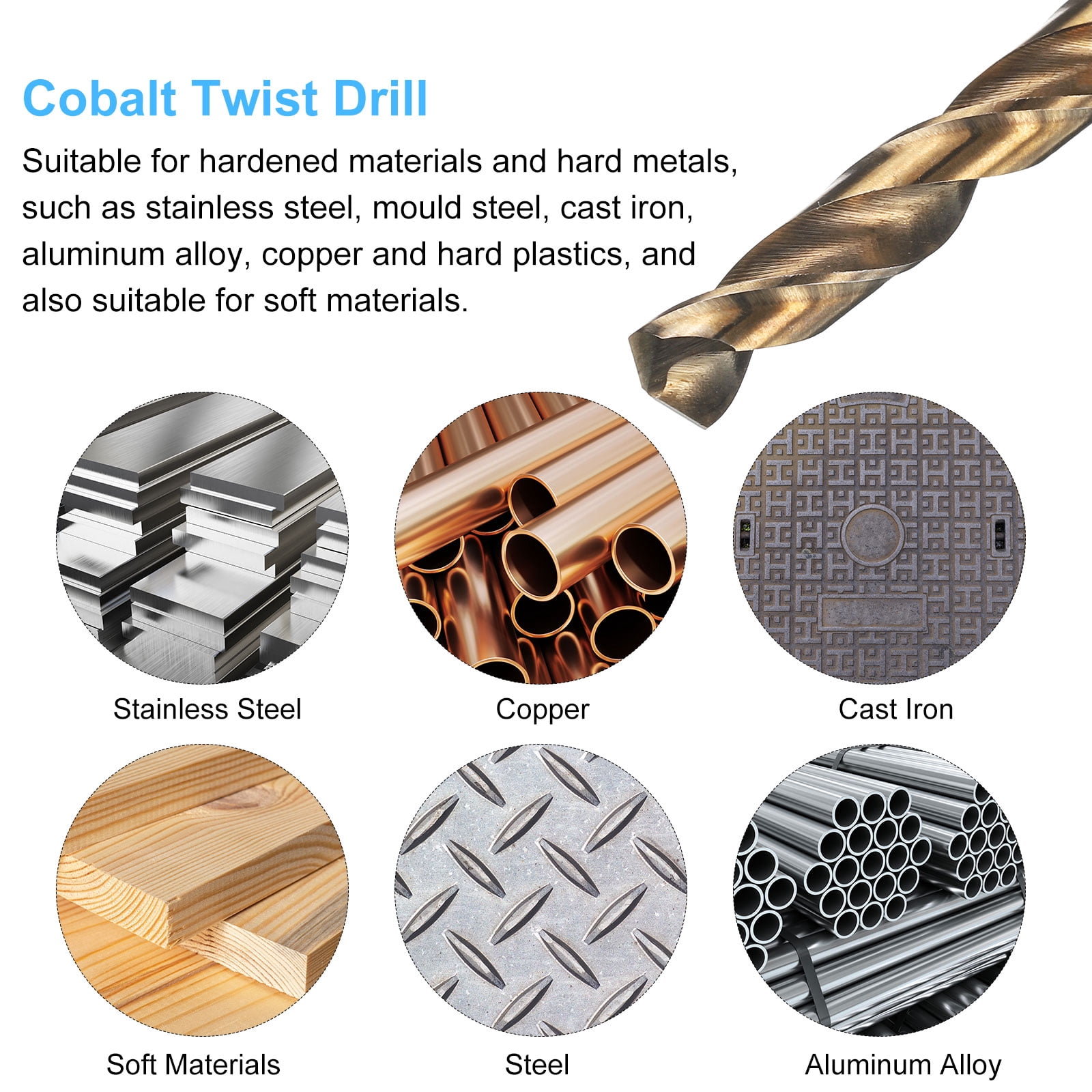 15pcs M35 Cobalt Drill Bit Set 5.1mm Cobalt High-Speed Steel