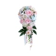 thumbnail image 4 of Bouquet de boda para novia en cascada en cascada de ramo de novia rosas artificiales a mano sosteniendo flores realistas de flores falsas, 4 of 8