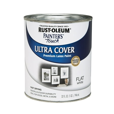 1990502 Painters Touch Latex, 1-Quart, Flat White, Use for a variety of indoor and outdoor project surfaces including wood, metal, plaster, masonry or.., By