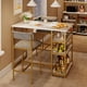 thumbnail image 4 of Yeshouse juego de mesa de comedor para 2 personas con 3 estantes de almacenamiento, incluye 2 taburetes tapizados, diseño de altura de mostrador, ideal para cocina o espacios pequeños, 4 of 8