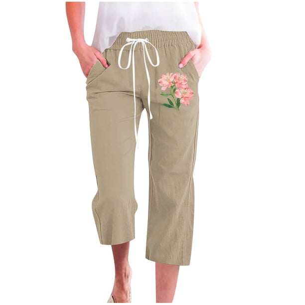 Pantalones de Mujer Casual, Impresión Elástica Suelta Pantalones de Pierna Ancha Recta con Bolsillo Hecho de Poliéster Suave para Toda la Temporada, Pantalones de Pierna Ancha de las Mujeres
