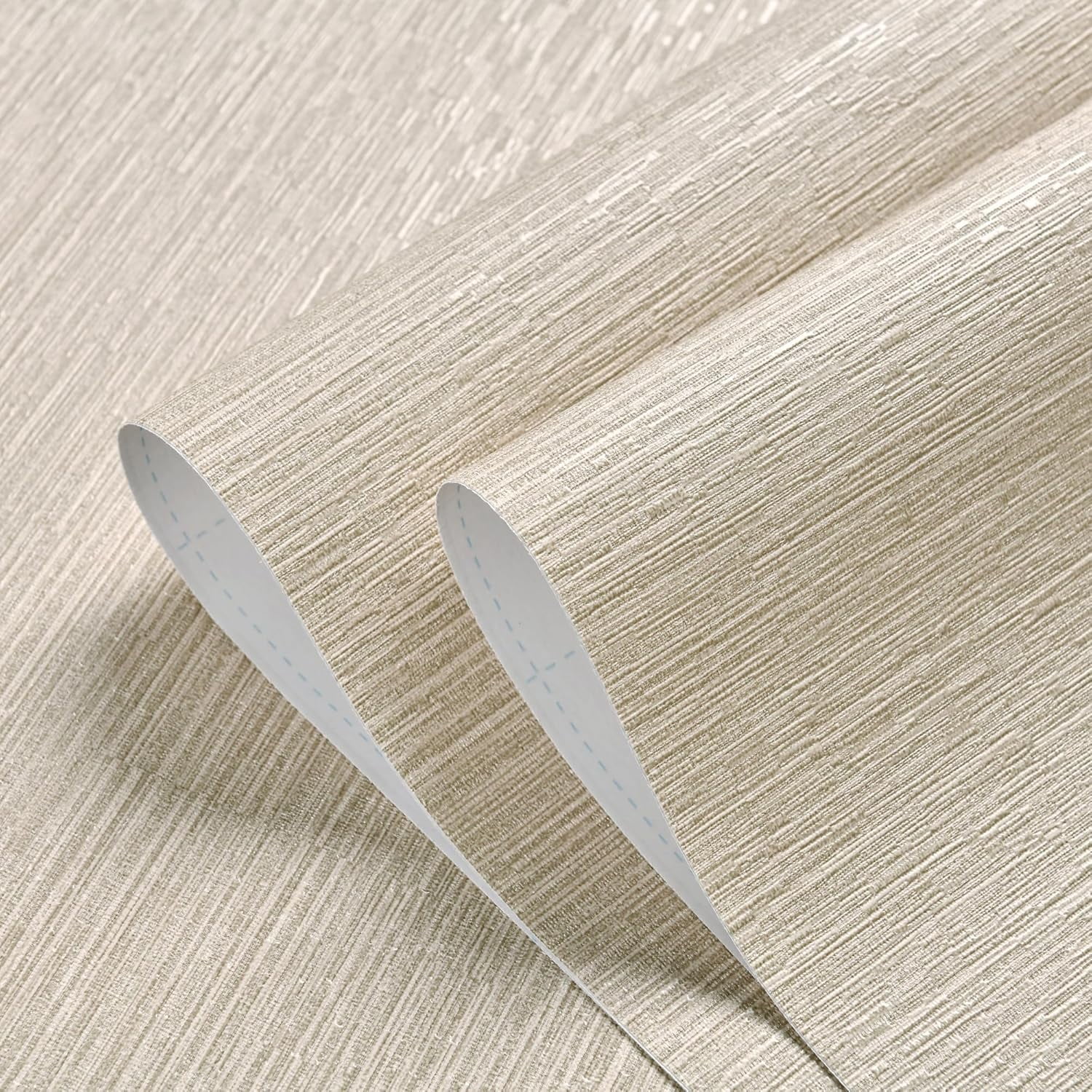 Grasscloth Wallpaper Peel and Stick 20.9in X 393in Fabric Contact Paper Wall Paper Textured Wallpaper Vertical Stripes Look Self-Adhesive Thick Vinyl Embossed (Light Yellow)