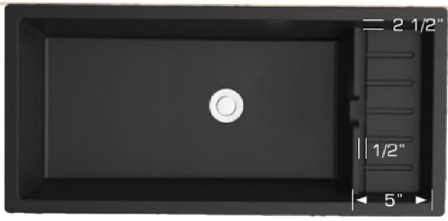 American Imaginations 30-in. W Black Granite Composite Kitchen Sink With 1 Bowl