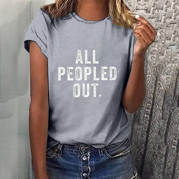 Puntoco blusas sueltas informales con estampado de texto interesante para mujer Puntoco Puntoco-4622