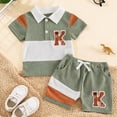 thumbnail image 2 of Xudanell Toddler Boy Clothes Color Block T Shirt Shorts Outfits Embroidered Active Short Pants Two Piece Set Green 6-12 Months, 2 of 8