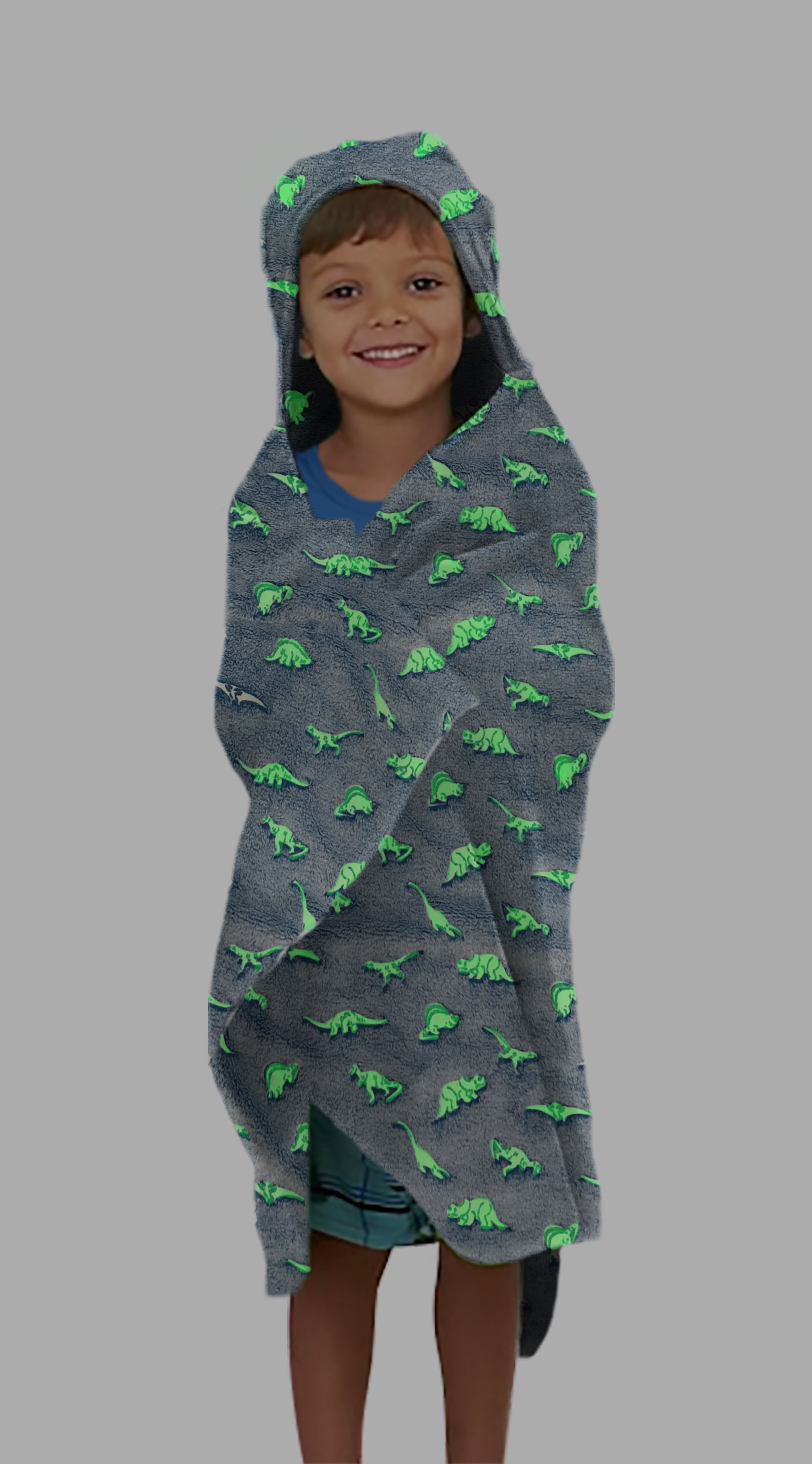 Kids Glow in the Dark Dinosaur Hooded Throw