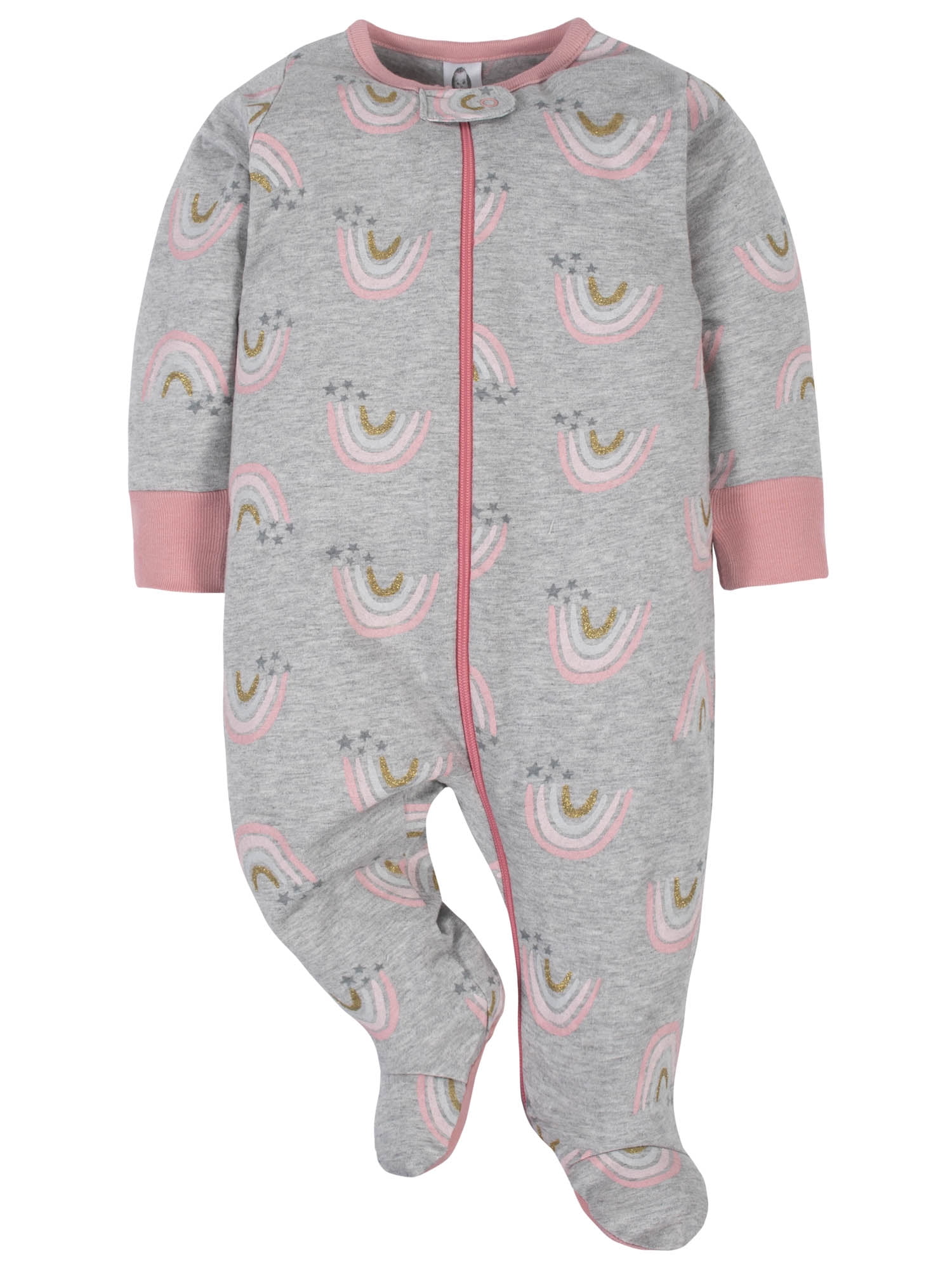 Gerber Baby Girl Sleep 'n Play Footed Pajamas, 4-Pack