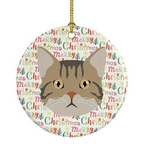 American Wirehair Cat Christmas Ceramic Ornament 2.8 in x 2.8 in