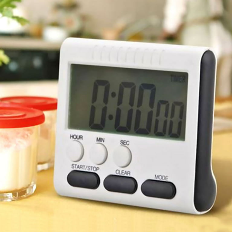 Al Indoor Thermometer and Hygrometer Large Screen Alarm Clock Kitchen Electronic Countdown Timer (White Shell Blue Button)