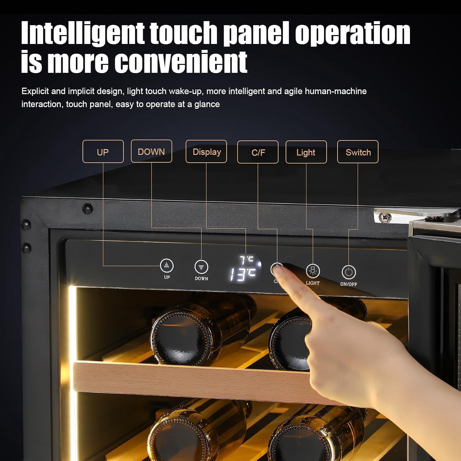 INDEEDING 33 Bottles Wine Cooler Refrigerator, 15 Inch Under Counter & Freestanding Wine Fridge, 41-64.4°F Fast Cooling Low Noise for Home/Bar/Kitchen